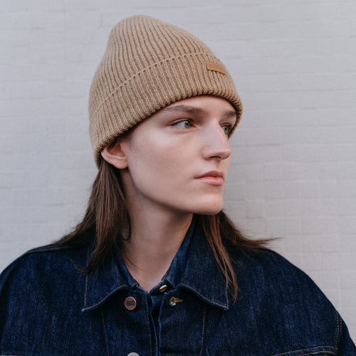 Bonnet café laine française cotelé - Atelier Tuffery