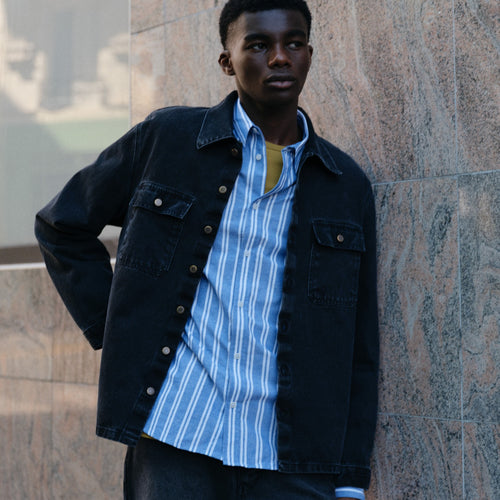 Surchemise Homme droite noir délavé - Sauveterre - Atelier Tuffery