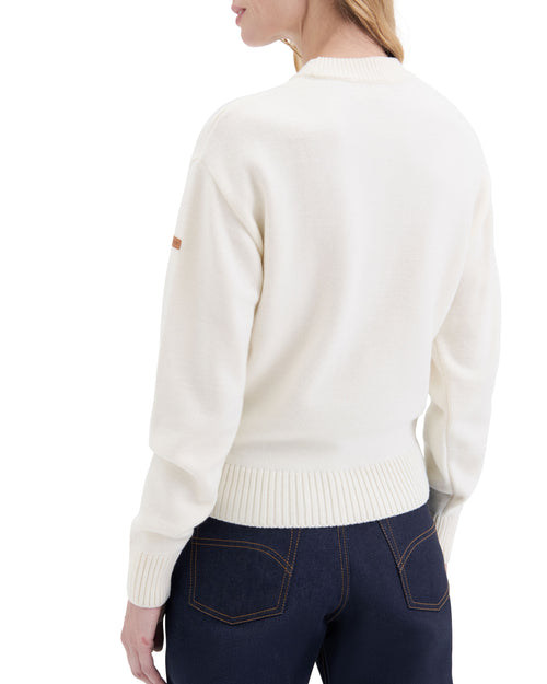 Pull Femme col rond laine française écru - Atelier Tuffery