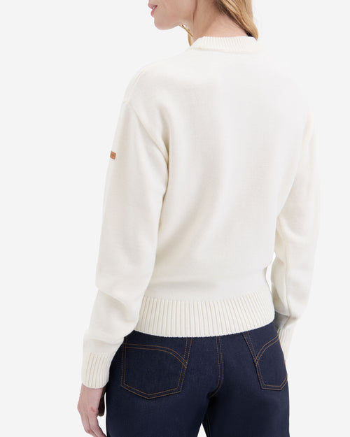 Pull Femme col rond laine française écru - Atelier Tuffery