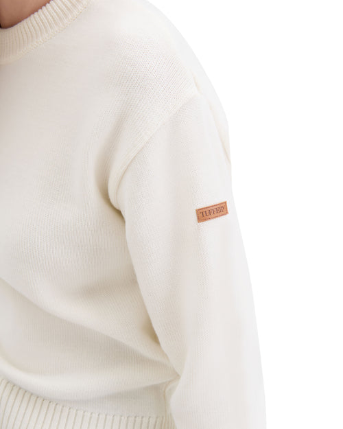 Pull Femme col rond laine française écru - Atelier Tuffery