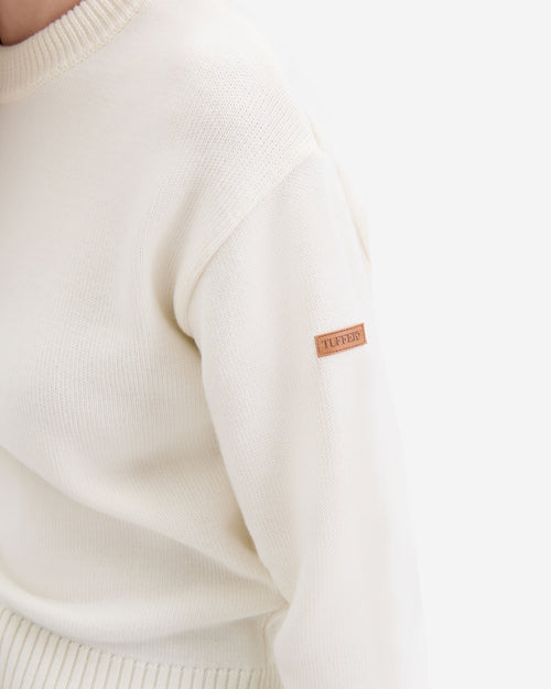 Pull Femme col rond laine française écru - Atelier Tuffery