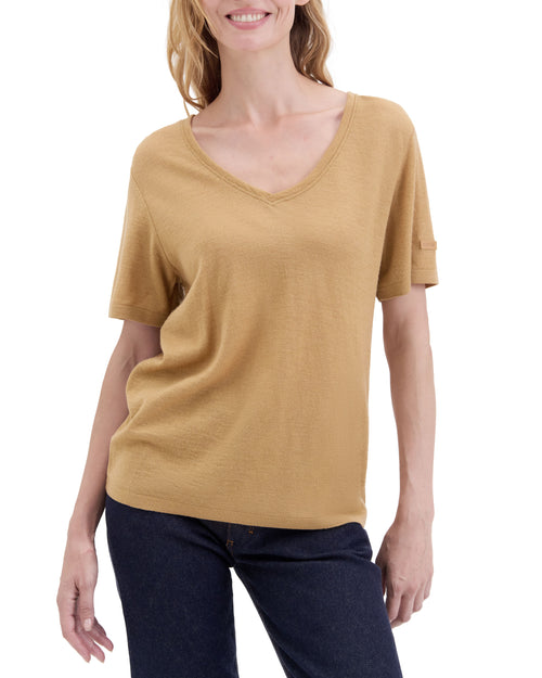T-shirt femme laine française café - Atelier Tuffery