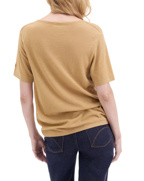 T-shirt femme laine française café - Atelier Tuffery