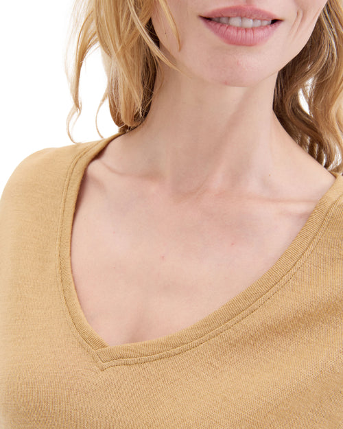 T-shirt femme laine française café - Atelier Tuffery
