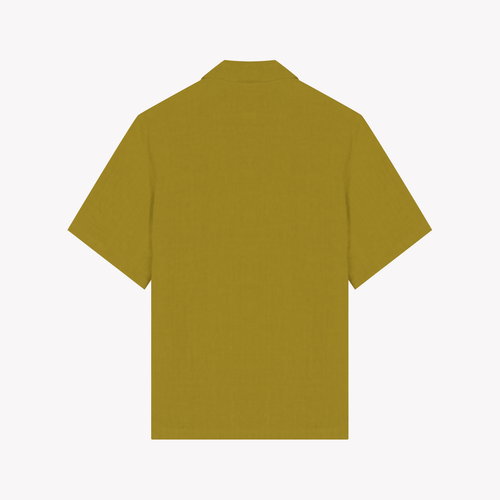 Men’s straight olive linen short-sleeve shirt - Anduze - Atelier Tuffery