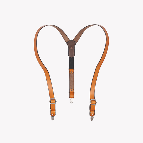 Mixed braces in French leather - Atelier Tuffery
