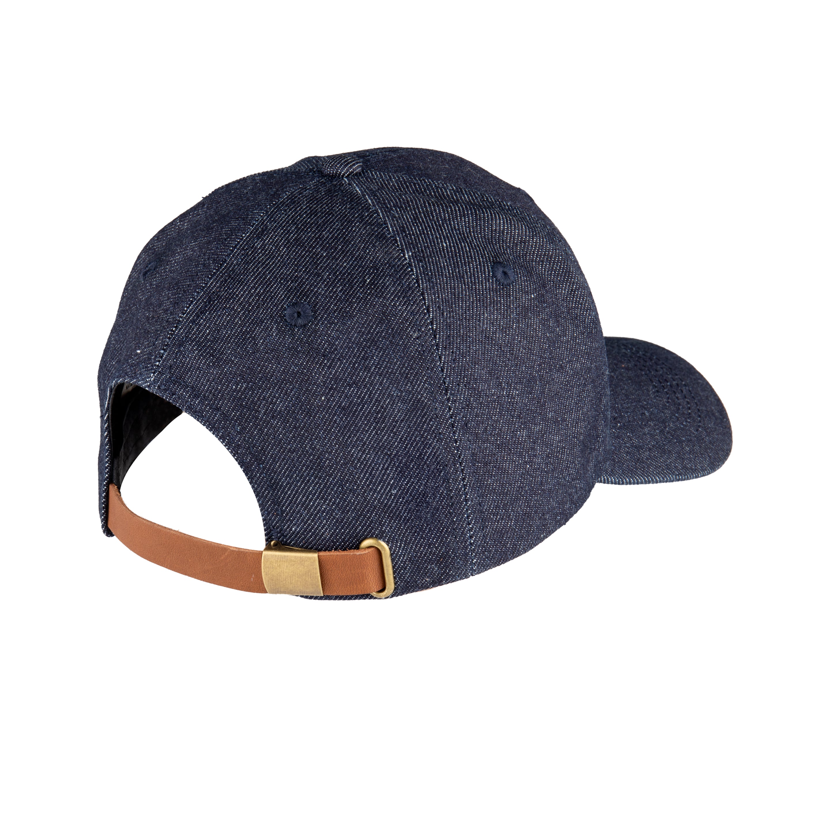 Denim hat cheap leather strap