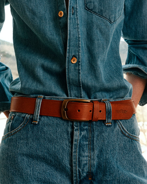 メンズ フレンチレザーベルト ブラウン - Atelier Tuffery