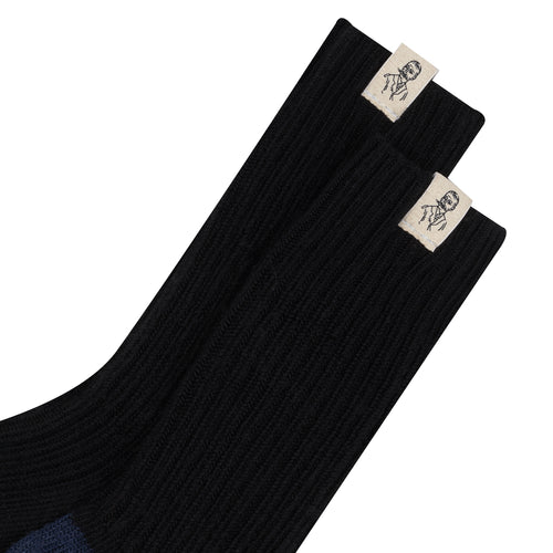 Chaussettes épaisses en Laine Noir et Marine - Atelier Tuffery