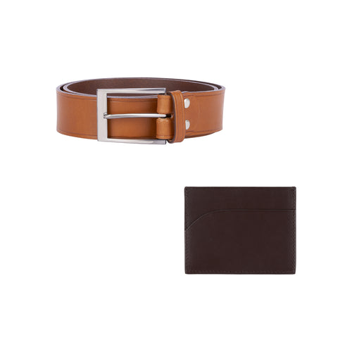 Ceinture en cuir Marron et porte cartes cuir Chocolat – Coffret cadeau - Atelier Tuffery