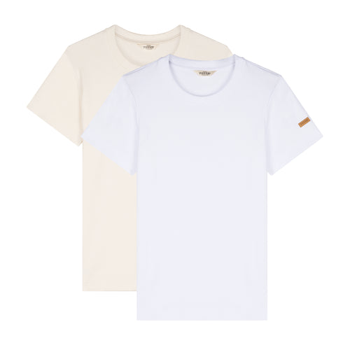 Deux T-shirts Femme Blanc et Écru – Coffret cadeau - Atelier Tuffery