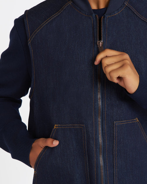 Gilet sans manches homme en jean brut doublé laine française - Atelier Tuffery