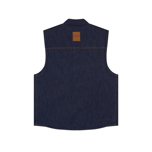 Gilet sans manches homme en jean brut doublé laine française - Atelier Tuffery