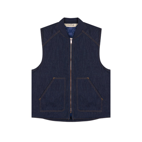 Raw denim vest with wool lining - Atelier Tuffery