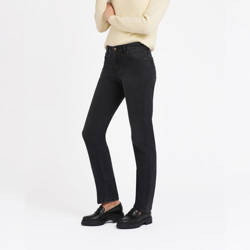 Jean femme droit ajusté Noir Délavé - Augusta - Atelier Tuffery