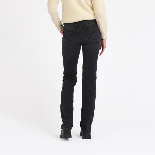 Jean femme droit ajusté Noir Délavé - Augusta - Atelier Tuffery