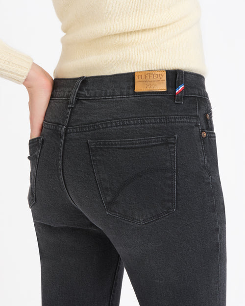 Jean femme droit ajusté Noir Délavé - Augusta - Atelier Tuffery