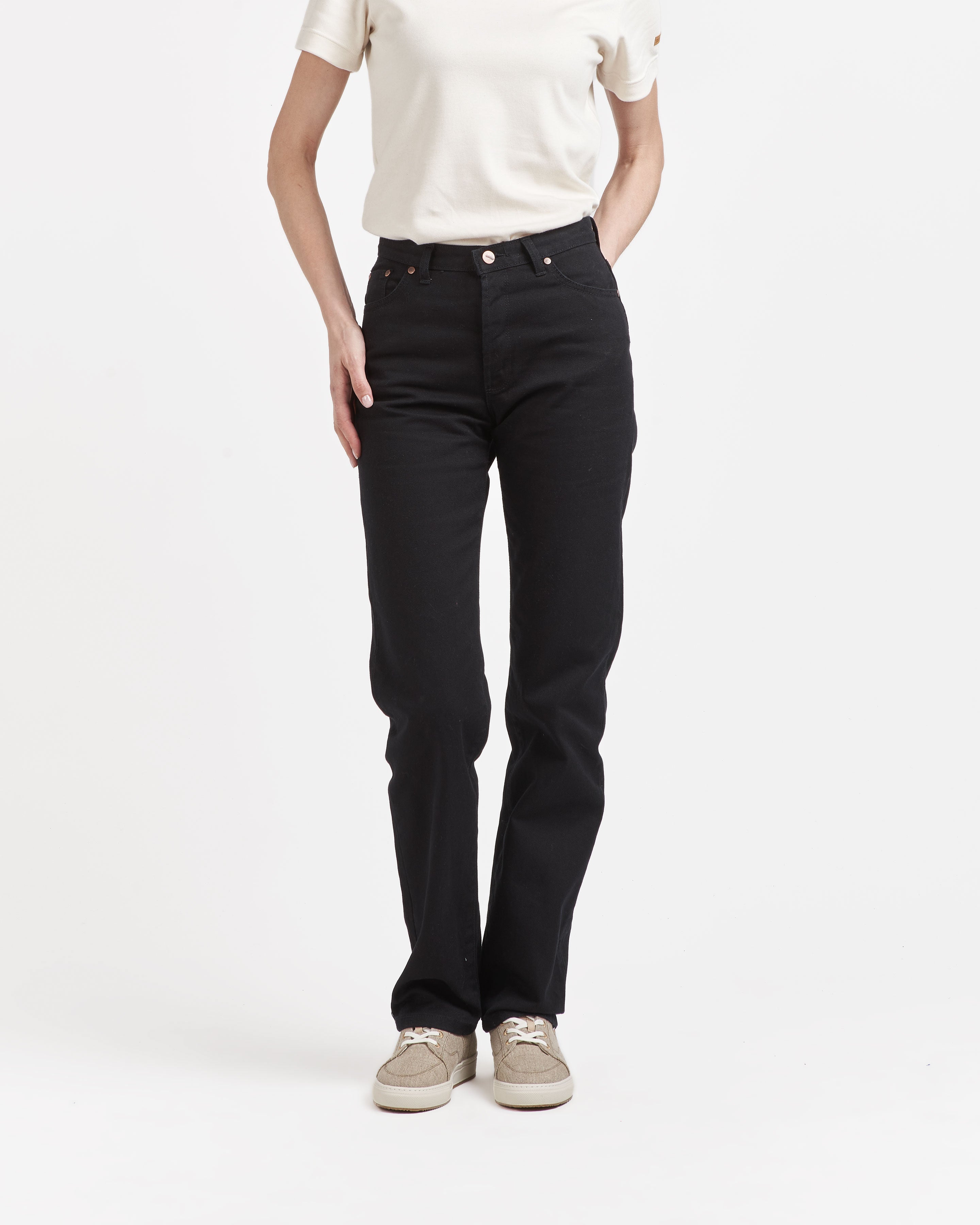 Black high-waisted straight women's jeans - Apolline – Atelier Tuffery