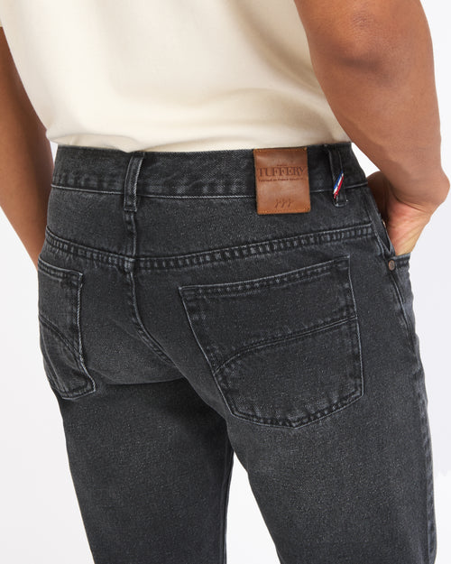 Jean homme droit ajusté Noir Délavé - Alphonse - Atelier Tuffery