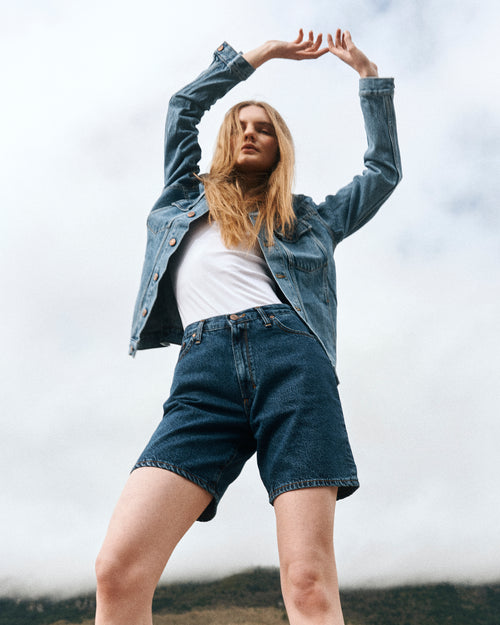 Short femme taille haute en jean Stonewashed - Aimé - Atelier Tuffery