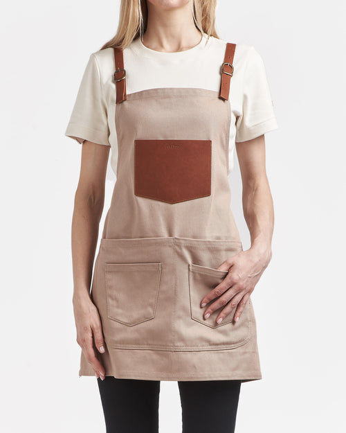 Tablier court en jean Beige - Atelier Tuffery