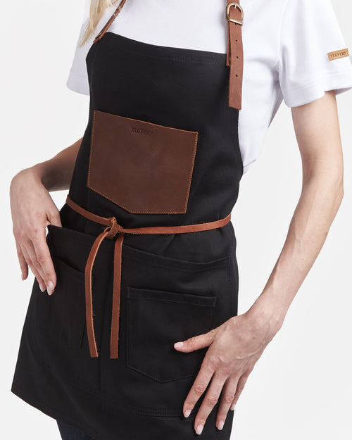 Tablier court en jean Noir - Atelier Tuffery