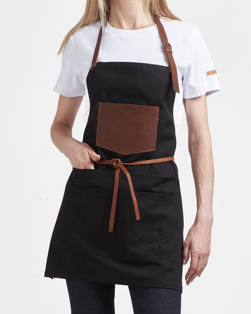 Tablier court en jean Noir - Atelier Tuffery