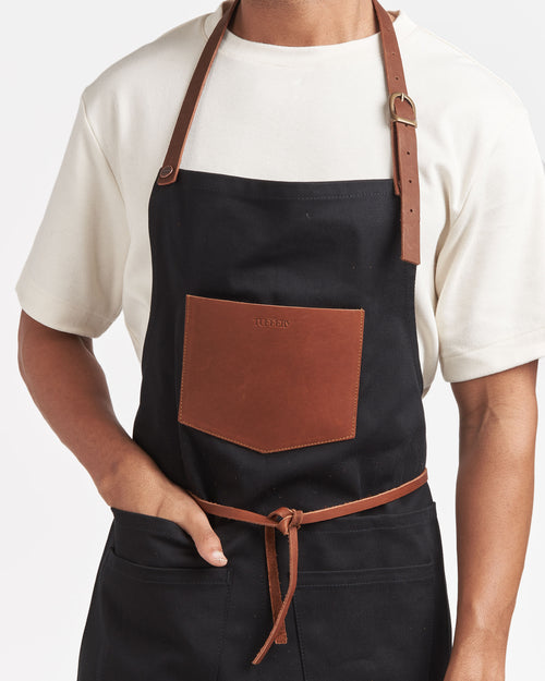 Tablier long en jean Noir - Atelier Tuffery