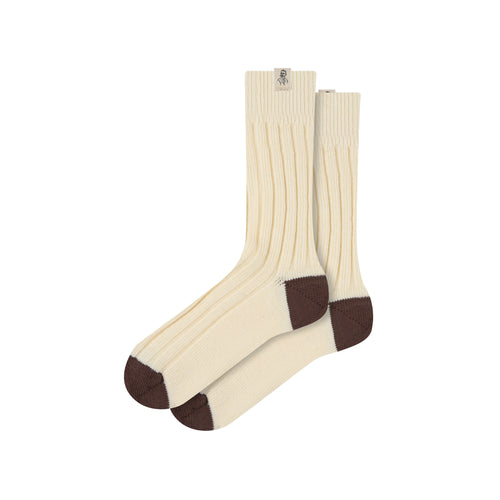 Chaussettes épaisses en laine Écru & Marron - Atelier Tuffery