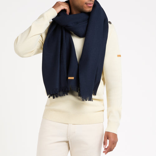 Écharpe en laine française – Marine - Atelier Tuffery