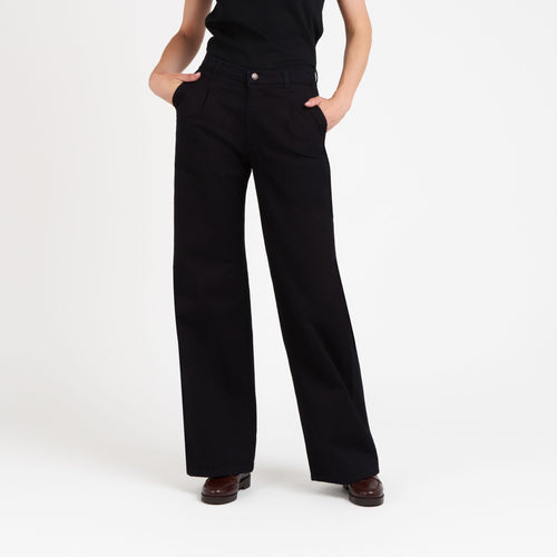 Pantalon femme large taille haute en soie - Gabi - Atelier Tuffery