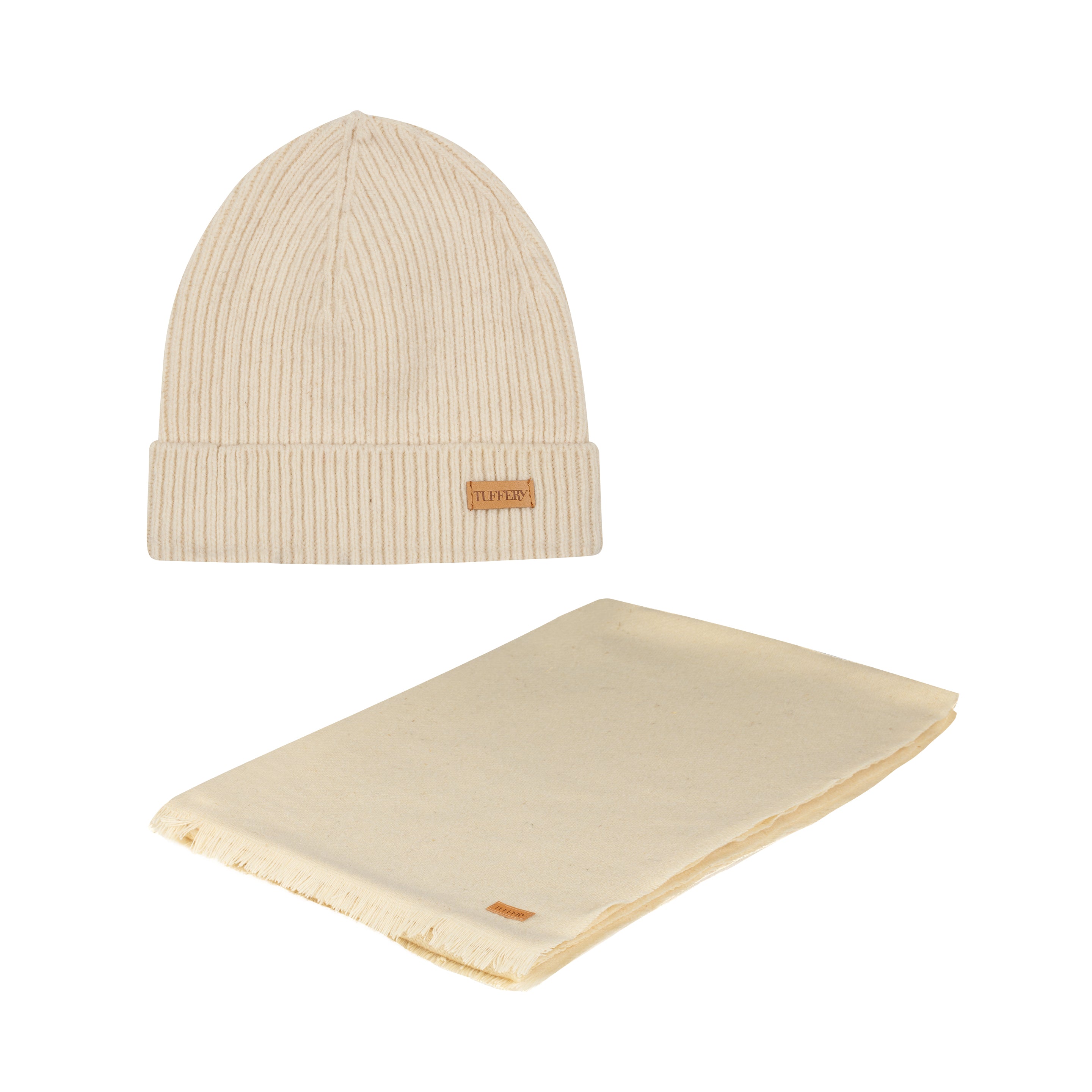 Bonnet et écharpe Écru en laine française – Coffret cadeau | Atelier Tuffery