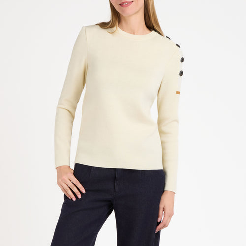 Pull femme en laine Française Écru – SAINT JAMES x Atelier TUFFERY - Transmission - Atelier Tuffery