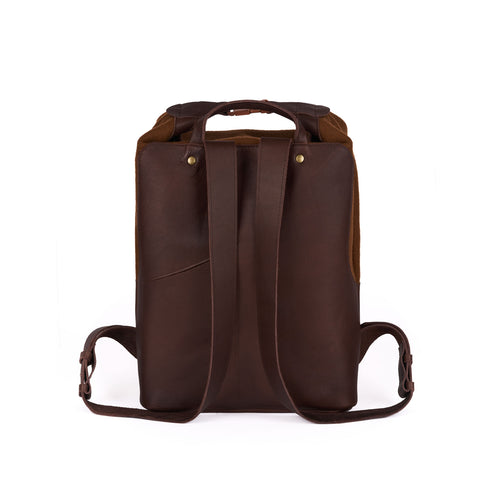 Sac à dos cuir & laine française Chocolat - Atelier Tuffery