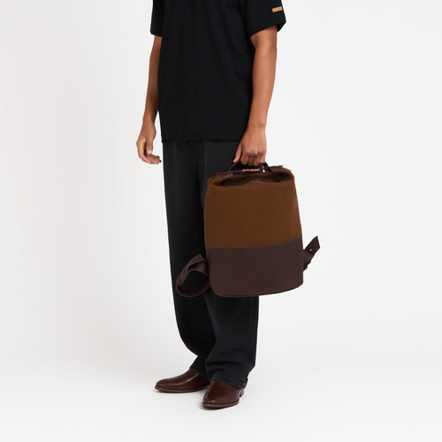 Sac à dos cuir & laine française Chocolat - Atelier Tuffery