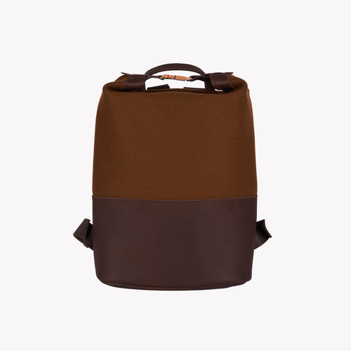 Sac à dos cuir & laine française Chocolat - Atelier Tuffery
