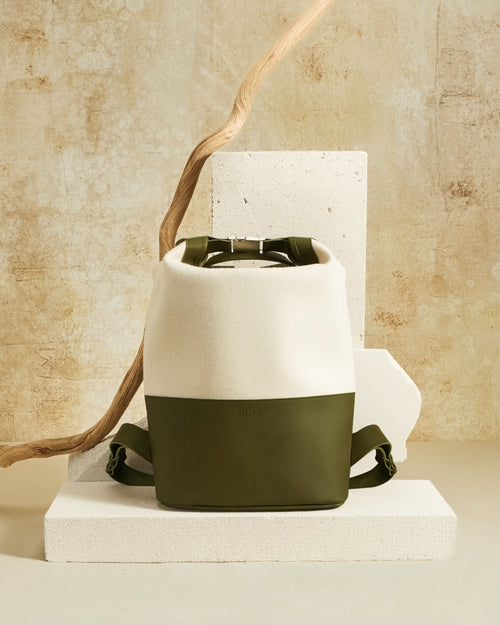 Sac à dos cuir & laine Écru - Atelier Tuffery