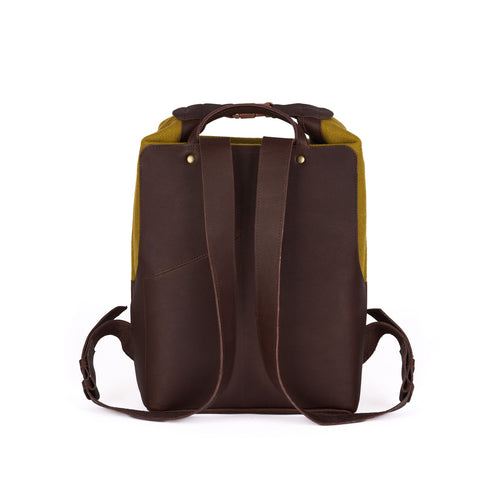 Sac à dos cuir & laine française Olive - Atelier Tuffery
