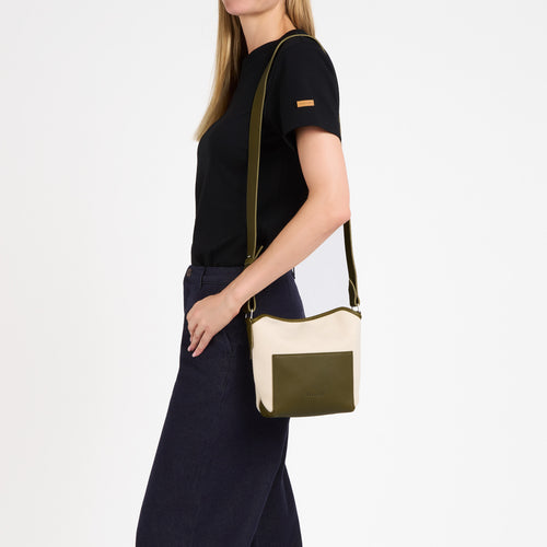 Sac bandoulière cuir & laine française Écru - Atelier Tuffery