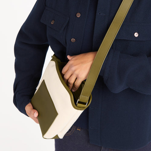 Sac bandoulière cuir & laine française Écru - Atelier Tuffery