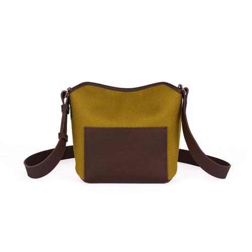 Sac bandoulière cuir & laine Olive - Atelier Tuffery