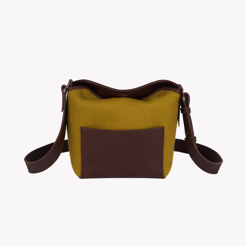 Sac bandoulière cuir & laine française Olive - Atelier Tuffery