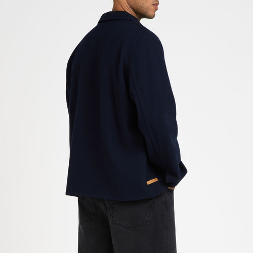 Surchemise homme droite en laine française Marine - Atelier Tuffery