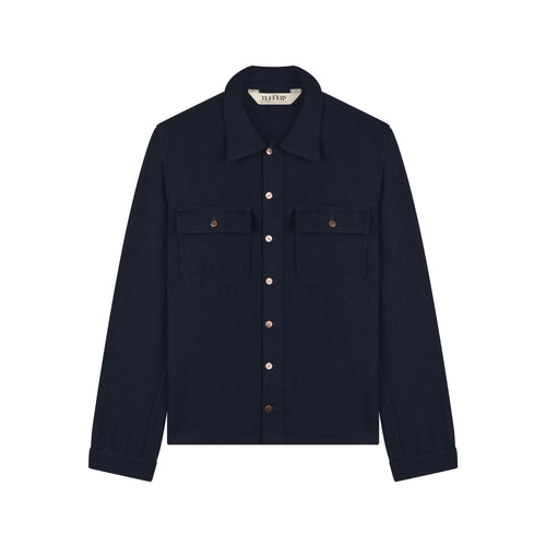 Surchemise homme droite en laine Marine - Atelier Tuffery
