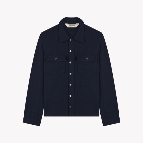 Men’s Straight-Cut Overshirt in French Wool – Navy - Atelier Tuffery
