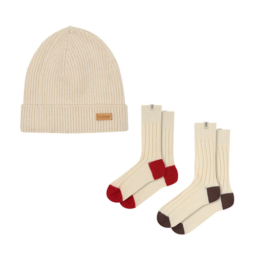 Bonnet Écru & Chaussettes Laine Française - Coffret Cadeau - Atelier Tuffery