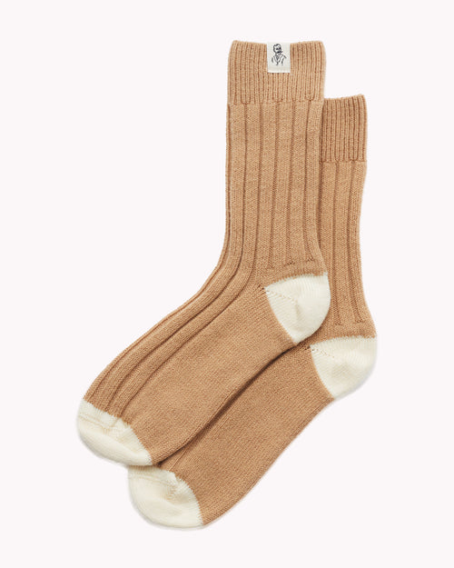 Chaussettes épaisses laine française café - Atelier Tuffery