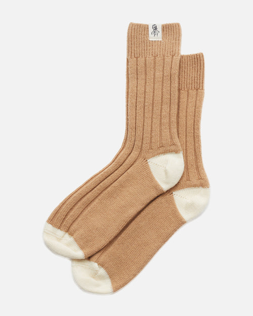 Chaussettes épaisses laine française café - Atelier Tuffery
