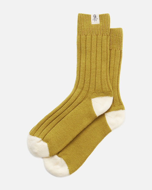 Chaussettes épaisses laine française olive - Atelier Tuffery